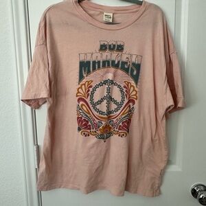 AE Band Bob Marley Graphic Floral Peace Sign T-Shirt